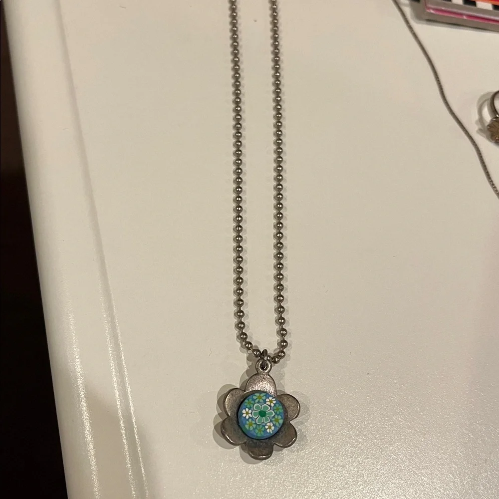 Girls flower necklace ring keychain bundle